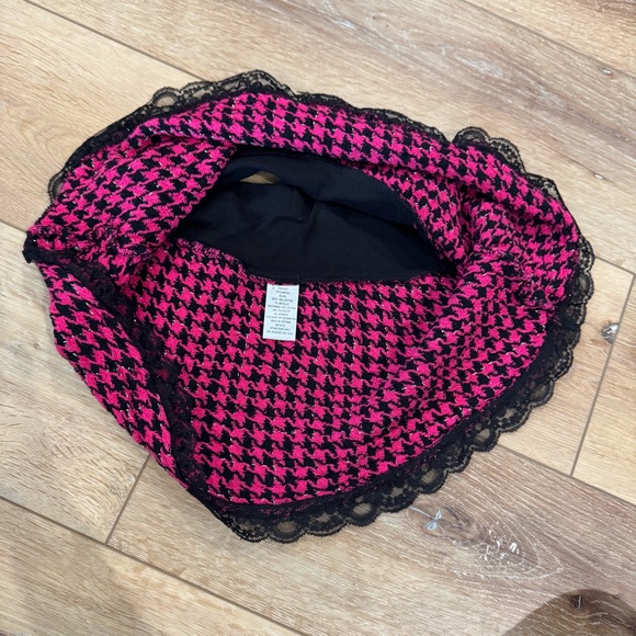 Girls Pink & Black Houndstooth Skirt Lace Trim Size 6 (Estimated) - Picture 3 of 4